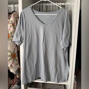 aerie Light Grayish Blue V-Neck Short Sleeve Tee